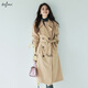 Eveli (eifini) endorsed by Jiang Xin, the same model as the star, classic double placket lapel long windbreaker for women, autumn British style commuter jacket, Twilight Camel S 80-110Jin Jin is equal to 0.5 kg