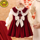 G.duck little yellow duck girls dress two-piece set 2026 autumn and winter new style baby one-year-old dress plus velvet princess dress red autumn and winter plus velvet 100 cm