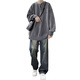 
VZVG design sense sweater trendy spring and winter two-piece set for men's outfit a set of handsome student teenagers casual suit a[2-piece] 5009 sweater light gray + 7013 cow 3XL