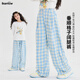 
Disney girls suit spring and autumn children 2025 new spring suit fashionable girls fashionable street sweatshirt plaid pants spring 15266 blue + 4916 gradient 140 cm