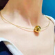 Muqian 5G gold necklace 999 pure gold 2024 new style women's personalized trendy transfer bead necklace pure gold light bead pendant. The separate collar is about 6.50g (excluding light beads)