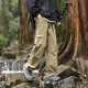 Homlean American outdoor work pants men's spring and summer loose wide-leg functional straight waterproof long trousers HT02 military green XL