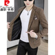 皮尔卡丹（pierre cardin）春秋季2025新款休闲西服男士韩版修身男装上衣单西青年小西装外套 咖啡色 M 90-105斤