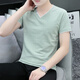 El fabricante de Vanke Eslite Batches una camiseta de manga corta de algodón puro color puro color puro de color puro para hombres con cuello en V de gran tamaño, azul y gris con cuello en V de gran tamaño, modelo 691 M. M M 90-115Jin [Jin equivale a 0.5 kg]