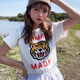 wvgapjup Human Made Cotton Pure Cotton Couple à manches courtes Cartoon Imprimé ouyang nana Le même t-shirt à cou rond 3878-conducteur de chiot de conduite blanc est sur le point de terminer la qualité de S est meilleure que les pairs