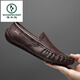 
Woodpecker men's shoes new breathable bean shoes men's genuine leather hollow casual leather shoes lazy shoes one foot kick hole shoes driving shoes black breathable (9901) 38 standard leather shoes size