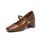 Best 25 Spring Mode Retro Mary Jane Schuhe Dicke High Heel Square Toe Frauen Singles F1509AQ5 Brown 37