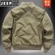JEEP SPIRIT飞行夹克男休闲薄款工装外套男士春秋新款宽松秋冬防风男装棒球服 JWD9226军绿色-加棉 M