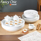 FANCYCHIC Chaoshan Kung Fu Tea Set Ceramic Tea Tray Covered Bowl Male Cup Teapot Teacup Light Luxurious Gold Painted Complete Set for Office and Home Use a White Jade Porcelain Eight-inch Tea Tray Set Covered Bowl Style