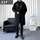 JEEP SPIRIT windbreaker men's mid-length coat 2025 new spring and autumn high-end woolen coat trendy British handsome men's clothing black 2XL