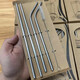 Lanshengjia four-pack household 304 stainless steel straws, food-grade cold drink straws, environmentally friendly and recyclable when going out, 304 stainless steel straws without box, 2 straight + 2 curved + 1 brush