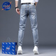 Nasalike 2025 Frühlings- und Herbst-neue zerrissene Druckjeans für Männer schlanker gerades Bein kleiner Fuß, das vielseitige, vielseitige Stretch-Hose Himmelblau 6626 28 (sozialer Typ) 2,1 Fuß