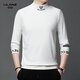 Lilang 2025 Herbst Langarm T-Shirt Herren Deutsch Samt Basishemd Halbhoch High Neck T-Shirt Sweatshirt Herren-Farbfarb Weiß One Size 165/80A
