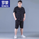 Romon Ice Silk Sports Traje para hombres Summer de gran tamaño de tamaño delgado de estilo de estilo rápido para hombres Fat Fat Plus Fat Plus Flow Short Sleas Z829 Negro de alta calidad Traje de seda de hielo 2XL recomendado 140-160Jin [Jin equivale a 0.5 kg]