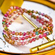 Eternal Symbol Brand Light Luxury Natural Crystal Bracelet Jewelry Brazilian Old Mine Watermelon Tourmaline Bracelet Valentine's Day Gift for Female Couples Jewelry Grade Approximately 6mm