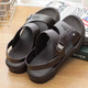 Huili Shanghai Huili Sommersandalen Herren einfache ungezwungene Anti-Schlitten- und Kee-resistente tägliche Arbeit mit zwei Schleifen großer Strandsandalen Huili 3888 (neuer Stil)/Schwarz 39 Standardgröße