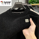 Woodpecker integrated velvet high-end round neck sweater for men's autumn and winter style plus velvet thickened warm base knitted sweater clothes 10749/9906 black [plug thickened] M