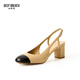 Souffle profonde souffle profonde chaussures de femmes petites orteils ronds petits xiangfeng talons hauts élégants chaussures simples single ax11148 beige noir 35