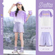 Nickybaby Girls Summer Set 2025 Neue Kinder Kurzarm schnell trockener Kleidung Eis Seide Dünne Sommer Big Children's Running Sportswear 9852 Gradient + 18410 lila 160 cm