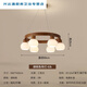 
XMSJ Xingtong retro chandelier living room main light New Chinese walnut color solid wood atmospheric household round Walnut color 1048-6 head chandelier + neutral light
