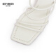 
DEEP BREATH Deep Breath Women's Shoes Thin Strap Square Toe Thin Heel Sandals Open-toe French Slippers AX14103 White 37