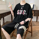 Sufulu Sommer Herren Kurzarm T-Shirt Set Fashion Teen Student Shorts Zweiteiler 3527-5 Weiße Top + Shorts M 70-90jin [Jin gleich 0,5 kg]