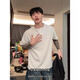 Katuchi American Waffle Henry Neck Heavy Gewicht Kurzarm T-Shirt Herren Sommer Lose trendy Fünf-Punkte-halbe Ärmel High Street T-Shirt Grey L.