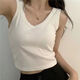 Modal solid color I-shaped back suspender vest for women with breast pads and bottom shirts can be put together to wear sports vests for women. Black + white (clothes length 38cm) L (90-110Jin [Jin equals 0.5 kg])