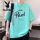 花花公子（PLAYBOY）短袖男夏季潮牌字母印花圆领半袖体恤美式休闲男士落肩袖宽松T恤 693黑色 M (约80~105斤可穿)
