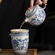 汝窑青花茶具套装2025新款家用泡茶器轻奢功夫茶杯盖碗礼盒装 9214羊脂玉江山素烧-----礼盒装