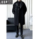 JEEP SPIRIT windbreaker men's mid-length coat 2025 new spring and autumn high-end woolen coat trendy British handsome men's clothing black 2XL