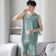 Modal Herren-Weste Pyjamas Sommereis Seide 2025 Neue dünne kühle ärmellose Shorts Home-Kleidungsstück 12023 Yuanfeng Blue L _120-140Jin [Jin entspricht 0,5 kg]