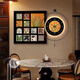 Bailian Restaurant Dekorative Malerei LED -Leuchten im mittleren Stil mit Uhren und Uhren Mural Retro Esstisch Hintergrund Wandhängemalerei K12806 +PB57 H50*50 cm Malerei +50*50 cm Wanduhr mit Pendel [Pendel [