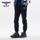 BOY LONDON trendy trousers couples black printed bouquet feet breathable casual pants N15903 black XS