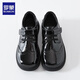 Romon boys' leather shoes black soft sole British style student performance shoes children's performance big children's suit shoes black 33
