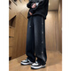 Yalu American pants men's autumn and winter new loose trendy straight drawstring leg sports pants plus velvet black X366 plus velvet high quality 30
