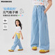 Pantalones a cuadros Pantalones a cuadros de la luna de las niñas Pantalones de la pierna ancha 2025 NUEVOS Pantalones azules de los niños Moda Summer Girls Clothing Children's Straight 15255 Blue Papasid + 15270 Azul cuadrado 110 cm
