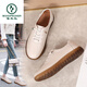 Specht Frühling und Herbst weiche echte Leder-Kuh Sehne Sohle kleine Lederschuhe für Frauen bequeme weiche Sohle nicht rutschfeste Schnürschnüre mittlere und ältere Mutter Casual Schuhe 7373 Beige [Single] 35