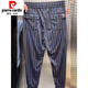 Pierre cardin ice silk vertical striped casual pants men's summer thin quick-drying small feet trousers fashionable printed versatile harem pants gray 29