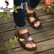 
Western Region Camel Men's Leather Sandals Summer 2025 New Beach Shoes Middle-aged and Elderly Dad Camel Casual Large Size Dual-Use Men's Earth Slippers Black Ou689 Upgraded Model-Camel Official Brand Official 45