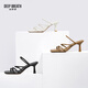 
DEEP BREATH Deep Breath Women's Shoes Thin Strap Square Toe Thin Heel Sandals Open-toe French Slippers AX14103 White 37