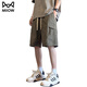Katze Künstliche Shorts Herren Sommer 2025 Neue Eis Silk coole lässige Straße Hosen Herren trendig vielseitig Fünf-Punkte-Hosen DK701 Khaki 2xl