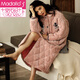 Modal Herbst und Winter Flanell Baumwoll Nachthemd für Frauen Dreischicht verdickte, verlängerte Pyjama-Taste mit Kapuze und Samt Bademantel 9871# M (160)