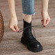 Hao'es schwarze Martin-Stiefel für den Frühlings- und Herbst der Frauen, neue schlanke trendige Ins coole britische Retro-Stiefel mit Dickdickstiefeln vielseitige Kurzstiefel schwarz 38 [Fersenhöhe 4,5 cm]