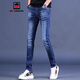 
AEMAPE 2024 new summer jeans men's trendy brand slim feet trendy Korean style stretch men's casual long trousers 9903 blue 33