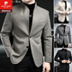 Pierre Cardin improved tunic men's suit spring and autumn new casual woolen stand collar Chinese casual suit men's black 2XL
