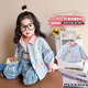 Qiyuxin children's clothing girls striped shirt spring and autumn children's shirt 2025 new little girl baby casual jacket top blue 90 (suitable for height 80-90cm)