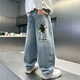 Pantalon de ThinkPire Boys's Gin Children's Jeans Pantalon pour enfants 2025 Été de taille moyenne pantalon décontracté pour enfants de taille moyenne 9-14 ans 25k801 Style d'été 150 taille recommandée 145 cm