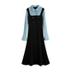 St. Paul's fake two-piece knitted long-sleeved shirt dress women's spring and autumn 2025 new waist slimming A-line long skirt dress S size