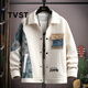TVST Light Luxury Brand Men's Waffle Casual Jackets Men's 2025 Spring and Autumn New Loose Lapel Tops 525 Beige Regular Style Regular XL (about 125~140Jin Jin equals 0.5kg can be worn)